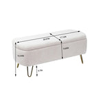 Modern Fuzzy Storage Bench, Upholstered Ottoman with Storage Space and Gold Legs, End of Bed Bench, Footrest Stool