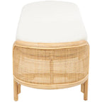 Banc ovale en rotin fait main avec coussin blanc - Siège d'entrée naturel marron 124,5 cm (L) x 45,7 cm (l) x 41,9 cm (H) Meuble d'intérieur