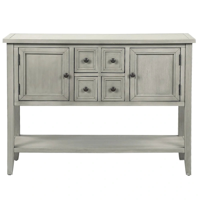 Buffet Commode Console Table Cadre en bois massif 4 tiroirs Étagère inférieure Style vintage élégant Meuble de rangement Meuble de salle à manger