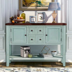 Buffet Commode Console Table Cadre en bois massif 4 tiroirs Étagère inférieure Style vintage élégant Meuble de rangement Meuble de salle à manger