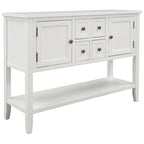 Buffet Commode Console Table Cadre en bois massif 4 tiroirs Étagère inférieure Style vintage élégant Meuble de rangement Meuble de salle à manger