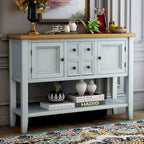Buffet Commode Console Table Cadre en bois massif 4 tiroirs Étagère inférieure Style vintage élégant Meuble de rangement Meuble de salle à manger