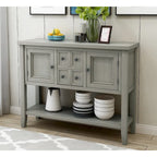 Buffet Commode Console Table Cadre en bois massif 4 tiroirs Étagère inférieure Style vintage élégant Meuble de rangement Meuble de salle à manger