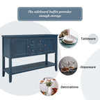 Buffet Commode Console Table Cadre en bois massif 4 tiroirs Étagère inférieure Style vintage élégant Meuble de rangement Meuble de salle à manger