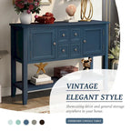 Buffet Commode Console Table Cadre en bois massif 4 tiroirs Étagère inférieure Style vintage élégant Meuble de rangement Meuble de salle à manger