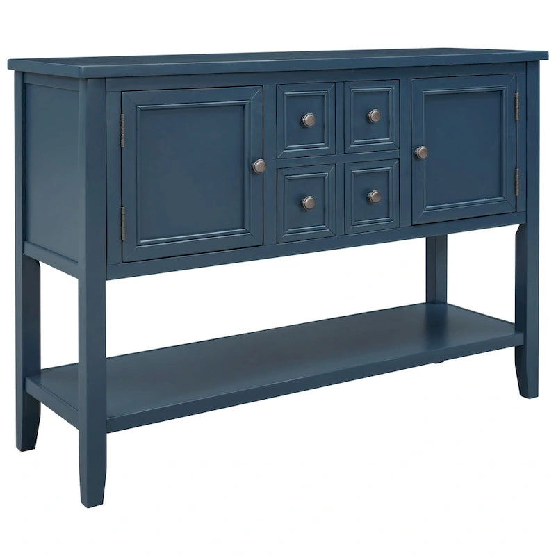 Buffet Commode Console Table Cadre en bois massif 4 tiroirs Étagère inférieure Style vintage élégant Meuble de rangement Meuble de salle à manger