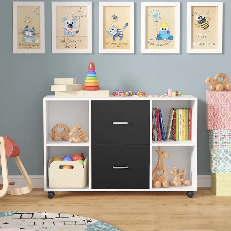 Mobile Lateral File Cabinet with 2 Drawers, Filing Cabinet Printer Stand