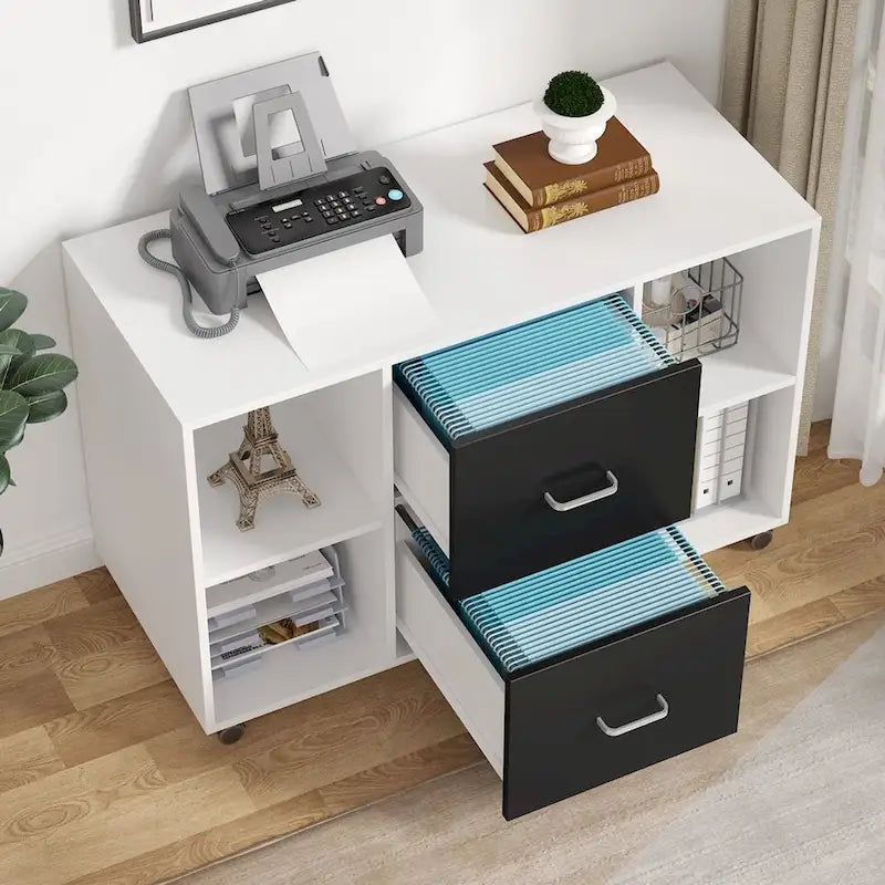Mobile Lateral File Cabinet with 2 Drawers, Filing Cabinet Printer Stand