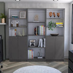 Kenyon 3pc Bookcase set 74 Wide 4-Shelf Double Cabinet