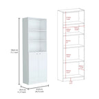 3-Piece Bookcase Set 74" Wide with 4 Shelves & Double Door Cabinets - Modern Storage Solution