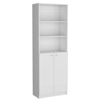 3-Piece Bookcase Set 74" Wide with 4 Shelves & Double Door Cabinets - Modern Storage Solution