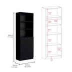 3-Piece Bookcase Set 74" Wide with 4 Shelves & Double Door Cabinets - Modern Storage Solution