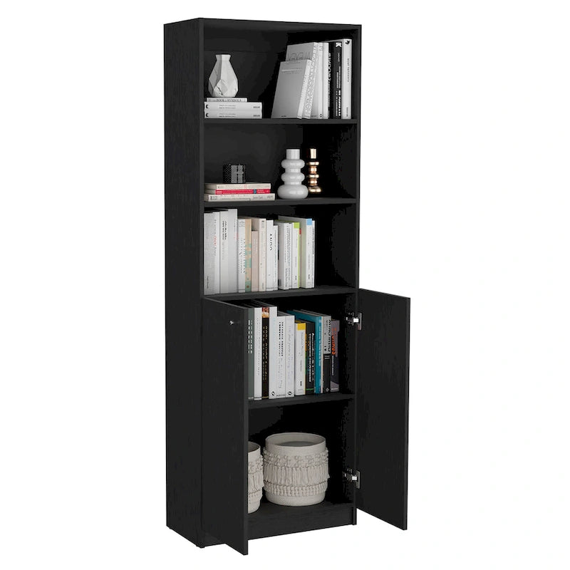 3-Piece Bookcase Set 74" Wide with 4 Shelves & Double Door Cabinets - Modern Storage Solution