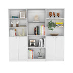 3-Piece Bookcase Set 74" Wide with 4 Shelves & Double Door Cabinets - Modern Storage Solution