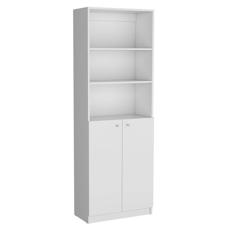 3-Piece Bookcase Set 74" Wide with 4 Shelves & Double Door Cabinets - Modern Storage Solution