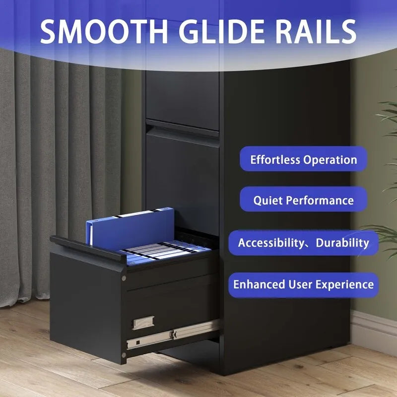 3 Drawer Metal Vertical Filing Cabinet with Lock,A4 Legal/Letter Size