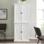 Tall Pantry Cabinet Set 2-Pack White Distressed Farmhouse Storage 30W x 15.75D x 72H Adjustable Shelves