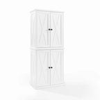 Tall Pantry Cabinet Set 2-Pack White Distressed Farmhouse Storage 30W x 15.75D x 72H Adjustable Shelves