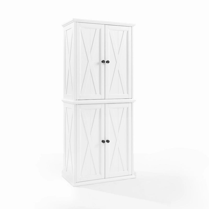 Tall Pantry Cabinet Set 2-Pack White Distressed Farmhouse Storage 30W x 15.75D x 72H Adjustable Shelves