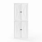 Tall Pantry Cabinet Set 2-Pack White Distressed Farmhouse Storage 30W x 15.75D x 72H Adjustable Shelves