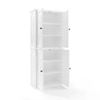Tall Pantry Cabinet Set 2-Pack White Distressed Farmhouse Storage 30W x 15.75D x 72H Adjustable Shelves