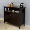 Kitchen Storage Sideboard Buffet Server Cabinet Brown - UV Painted E1 MDF, Adjustable Shelves, Magnetic Doors, 39.96" W