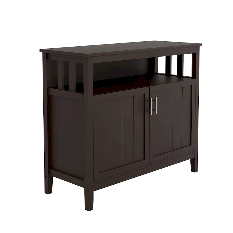 Kitchen Storage Sideboard Buffet Server Cabinet Brown - UV Painted E1 MDF, Adjustable Shelves, Magnetic Doors, 39.96" W