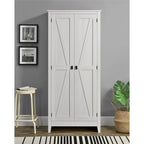 31.5" Wide Storage Cabinet with 4 Shelves - Rustic Barn Style Organizer for Home Office, Linens & Clothing - Medium Brown