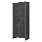 31.5" Wide Storage Cabinet with 4 Shelves - Rustic Barn Style Organizer for Home Office, Linens & Clothing - Medium Brown