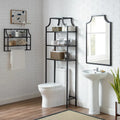 Oil-Rubbed Bronze Over-the-Toilet Space Saver with 3 Tempered Glass Shelves - Bathroom Storage Organizer