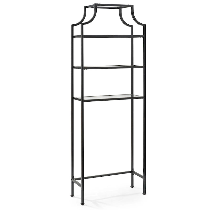 Oil-Rubbed Bronze Over-the-Toilet Space Saver with 3 Tempered Glass Shelves - Bathroom Storage Organizer