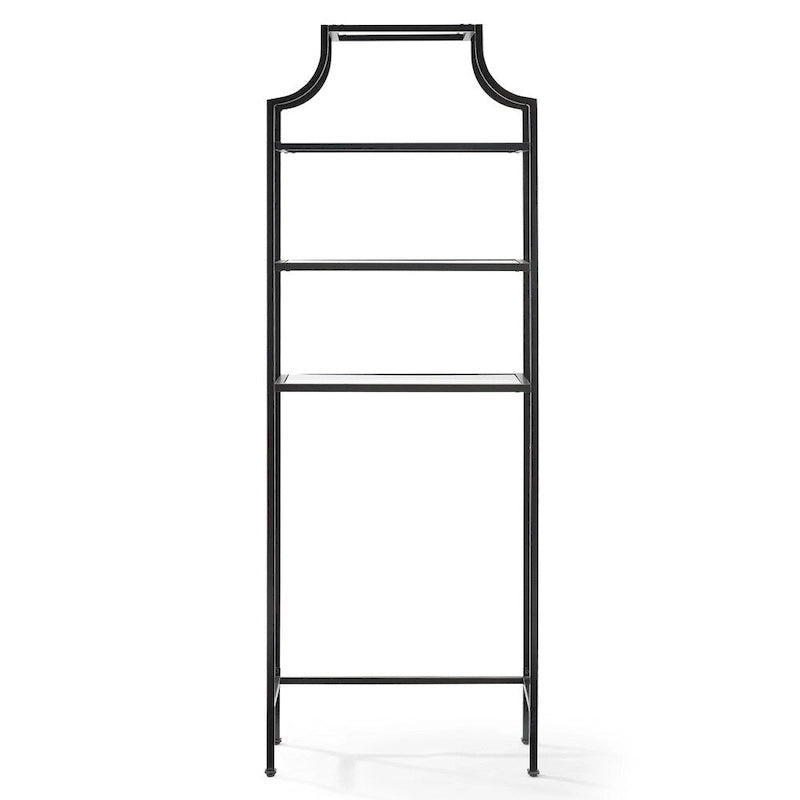 Oil-Rubbed Bronze Over-the-Toilet Space Saver with 3 Tempered Glass Shelves - Bathroom Storage Organizer