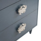 Coastal Blue White Acacia Wood 3-Drawer Chest 28x15x31 Nautical Storage Dresser with Crab Pulls
