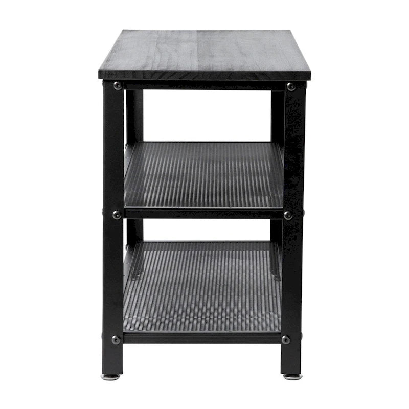 3-Tier Entryway Bench with Mesh Metal Shoe Storage Shelves