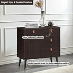 3-Drawer Storage Cabinet Mid-Century Sideboard with Adjustable Shelf Brown Engineered Wood 31.5x15.5x32 inch