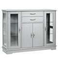 Wood Buffet Sideboard Cabinet with Glass Display Doors - 42 inches L x 11.5 inches W x 32 inches H
