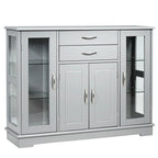 Wood Buffet Sideboard Cabinet with Glass Display Doors - 42 inches L x 11.5 inches W x 32 inches H