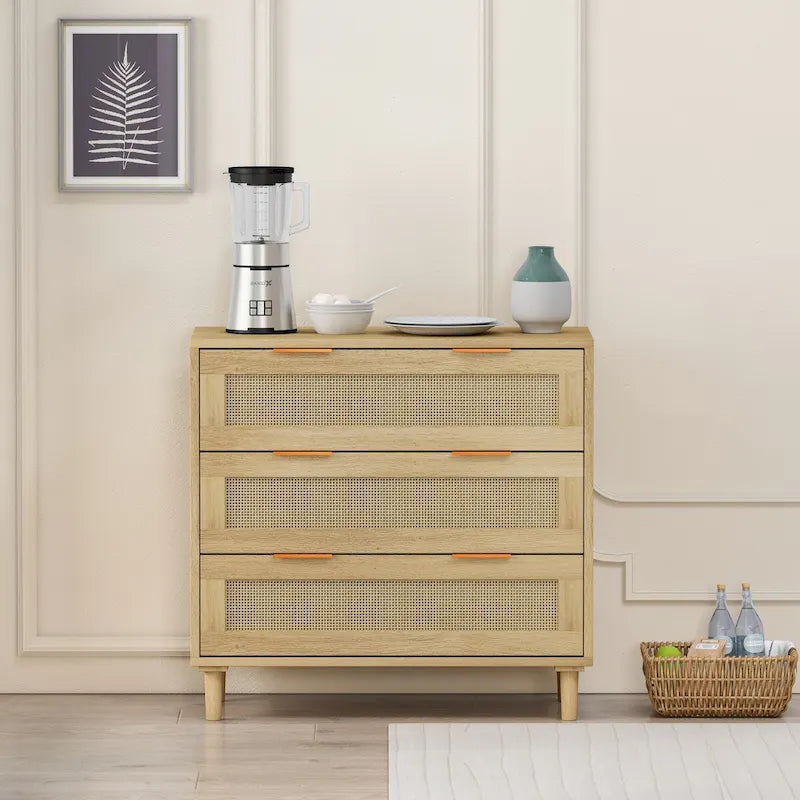 3-Drawers Rattan Storage Cabinet