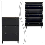 Meuble de rangement pour chaussures minimaliste avec panneau supérieur aspect bois