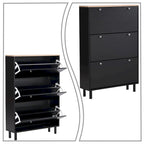 Meuble de rangement pour chaussures minimaliste avec panneau supérieur aspect bois