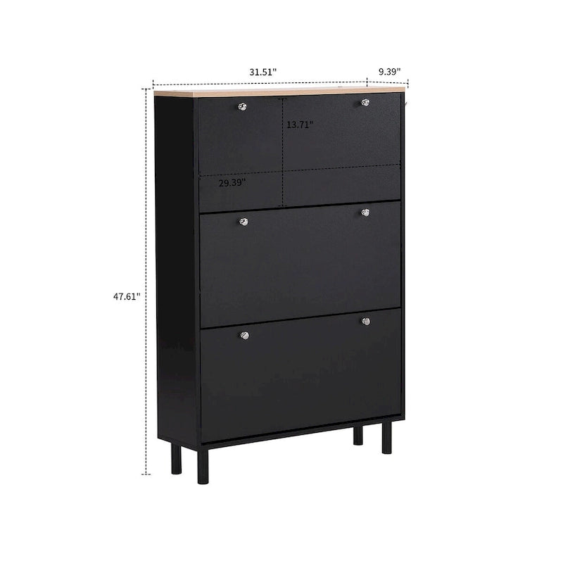 Meuble de rangement pour chaussures minimaliste avec panneau supérieur aspect bois