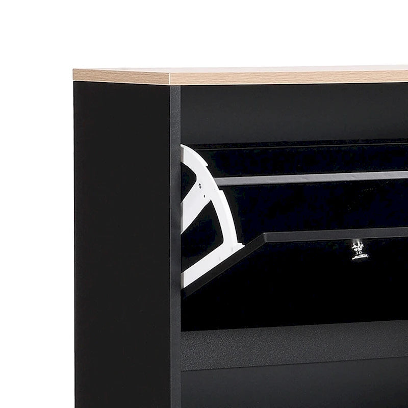 Meuble de rangement pour chaussures minimaliste avec panneau supérieur aspect bois
