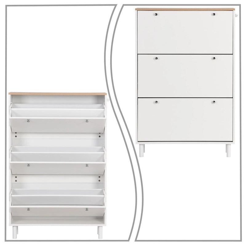 Meuble de rangement pour chaussures minimaliste avec panneau supérieur aspect bois