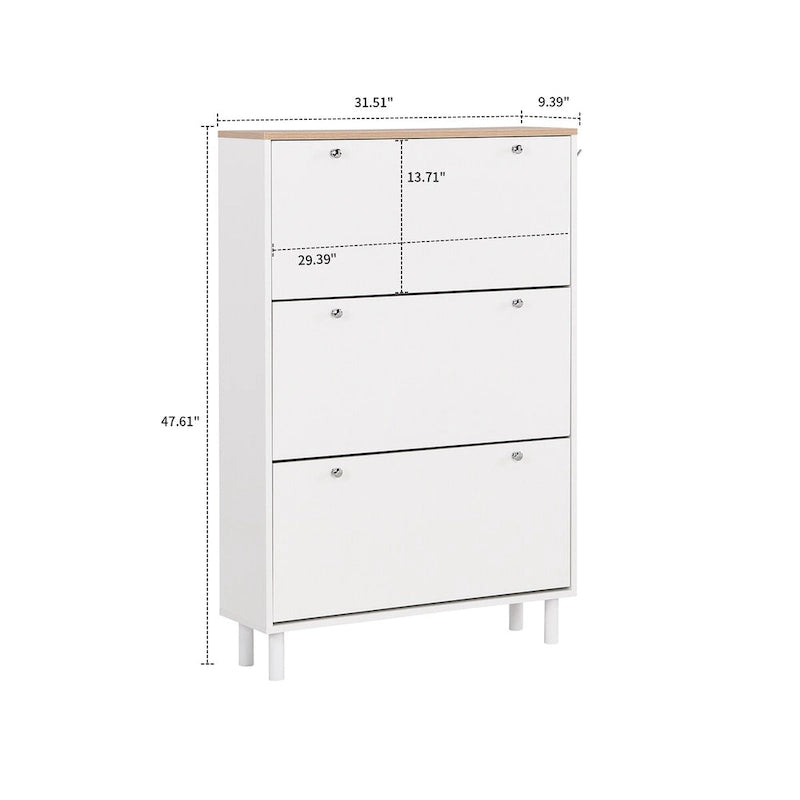 Meuble de rangement pour chaussures minimaliste avec panneau supérieur aspect bois