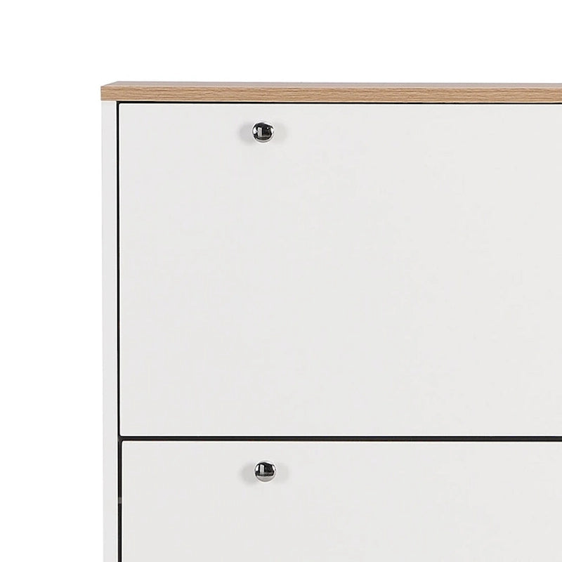 Meuble de rangement pour chaussures minimaliste avec panneau supérieur aspect bois