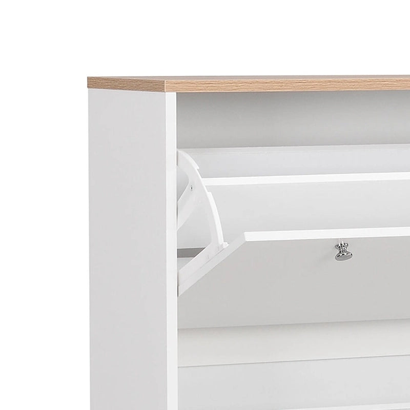 Meuble de rangement pour chaussures minimaliste avec panneau supérieur aspect bois