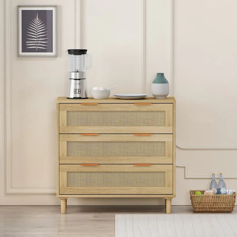 3-Drawers Rattan Storage Cabinet Rattan Drawer