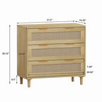 3-Drawers Rattan Storage Cabinet Rattan Drawer