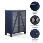 Meuble de rangement empilable avec portes en verre - 2 étagères réglables - Organiseur de cuisine ou salle de bain style moderne-rustique