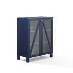 Meuble de rangement empilable avec portes en verre - 2 étagères réglables - Organiseur de cuisine ou salle de bain style moderne-rustique
